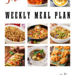 Collage of photos for weekly meal plan 6 with print overlay for Pinterest.
