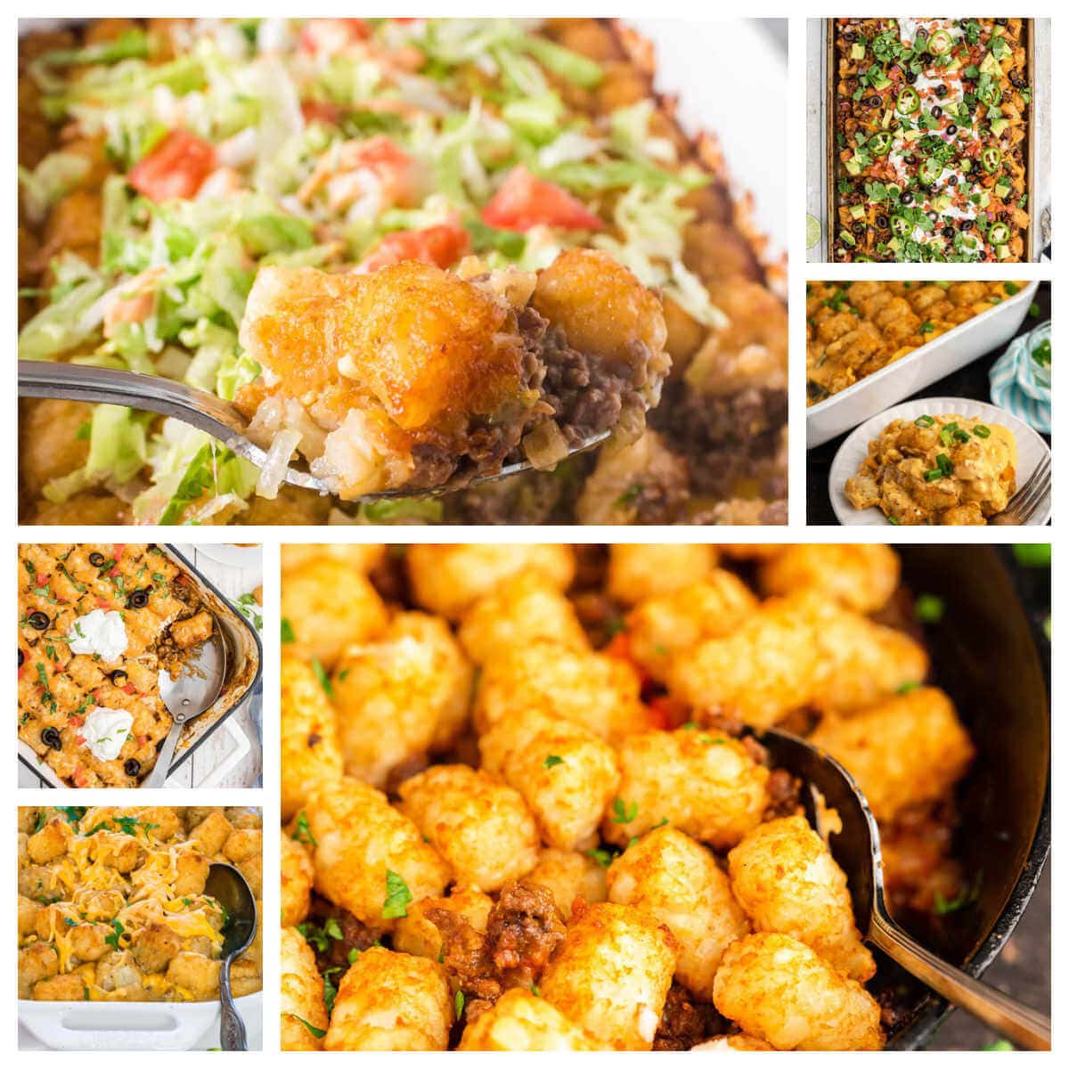 Photos of tater tot casseroles.