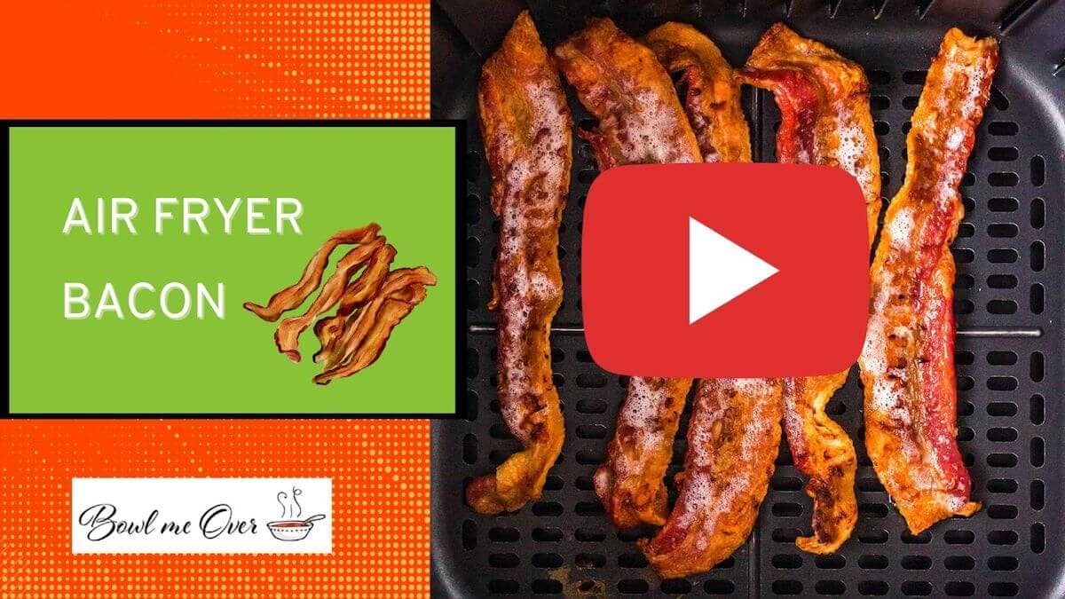 Air Fryer Bacon YouTube cover page, with print overlay.