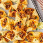 Puff Pastry tacos on baking sheet.