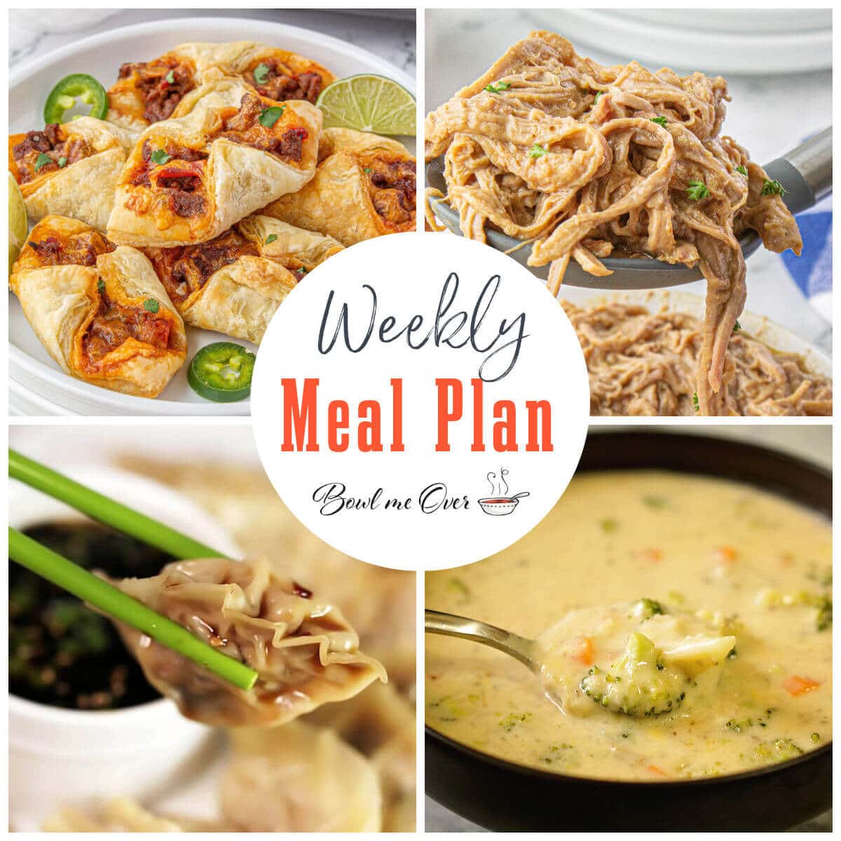 Collage of photos for Weekly Meal Plan 15, with print overlay.