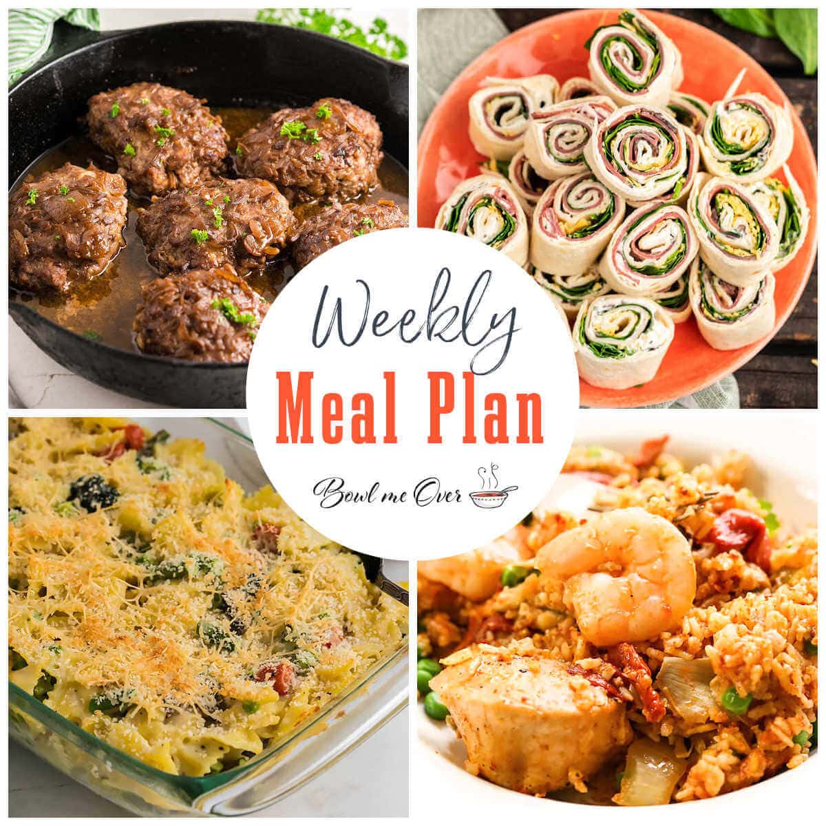 Collage of photos for weekly meal plan 17, with print overlay for social media.