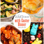 Collage of photos of what to serve with ham for easter dinner. With print overlay.