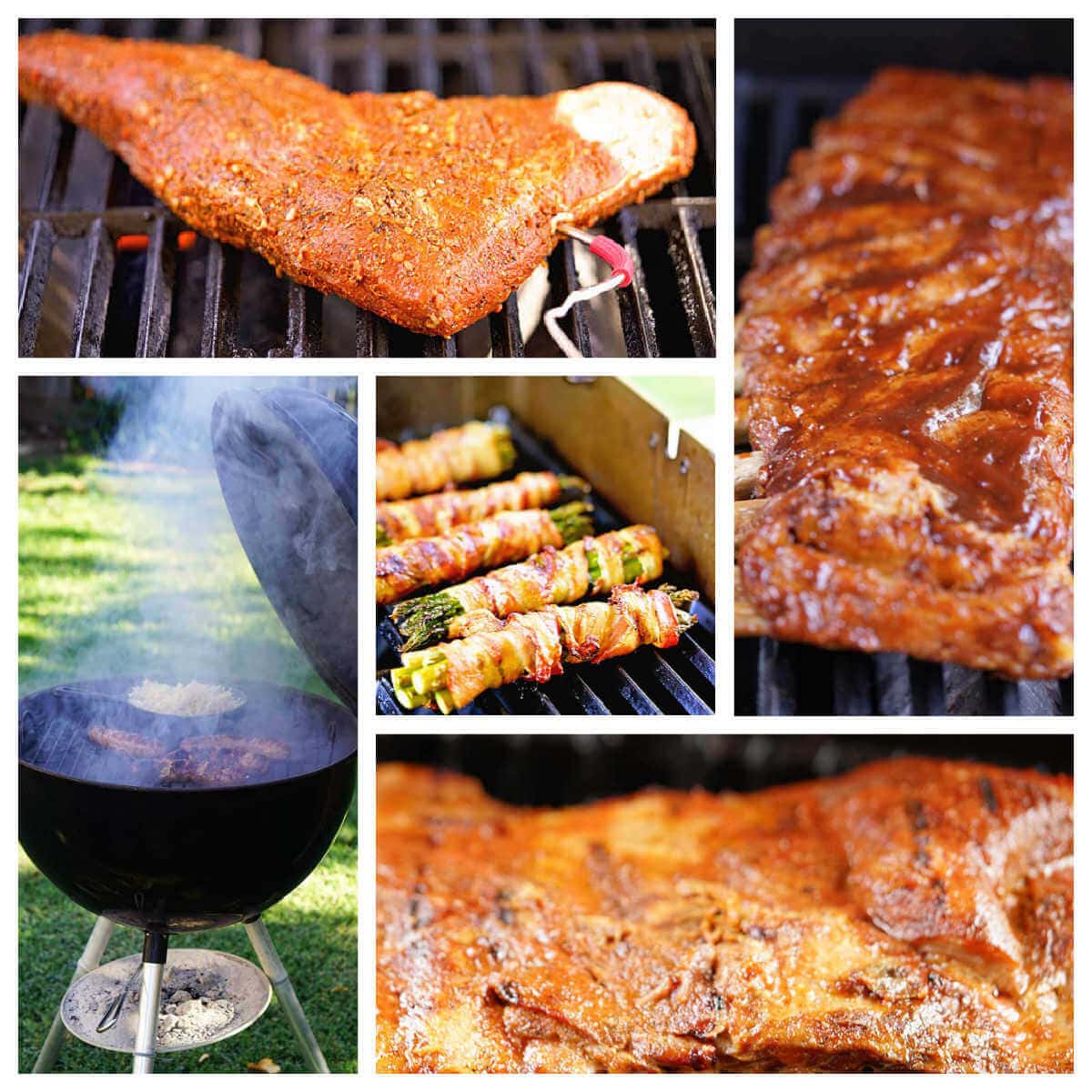 How to season the grill. Collage of photos of team and vegetables on the grill.
