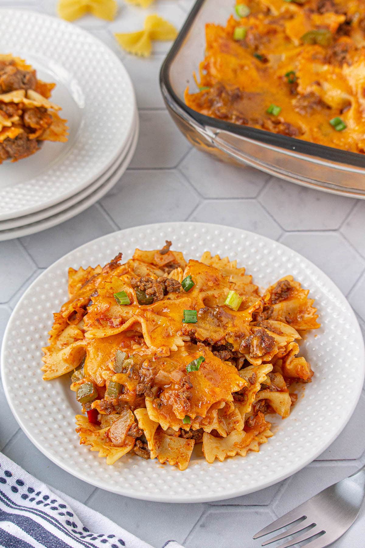 A serving of Sloppy Joe Casserole on a plate.