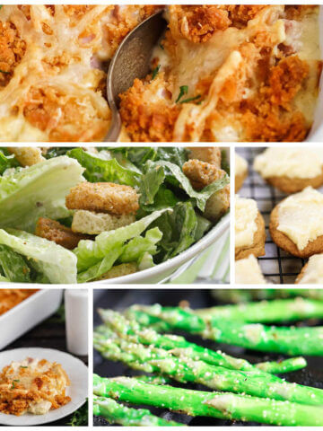 Collage of photos of what to serve with Chicken Cordon Bleu.