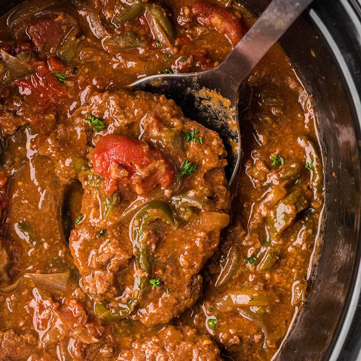 Try Slow Cooker French Onion Swiss Steak! You'll just need 2