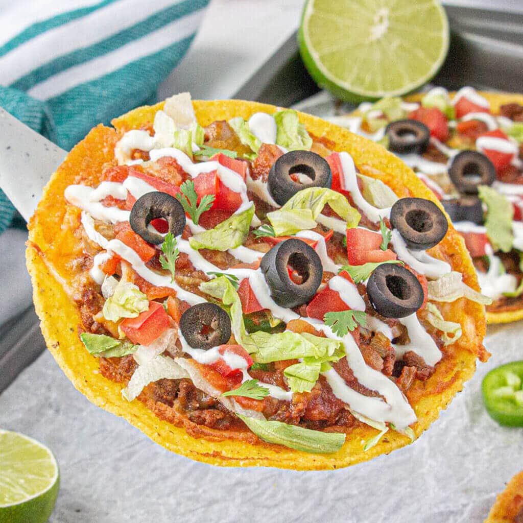 Easy Ground Beef And Refried Bean Tostadas Recipe - Bowl Me Over