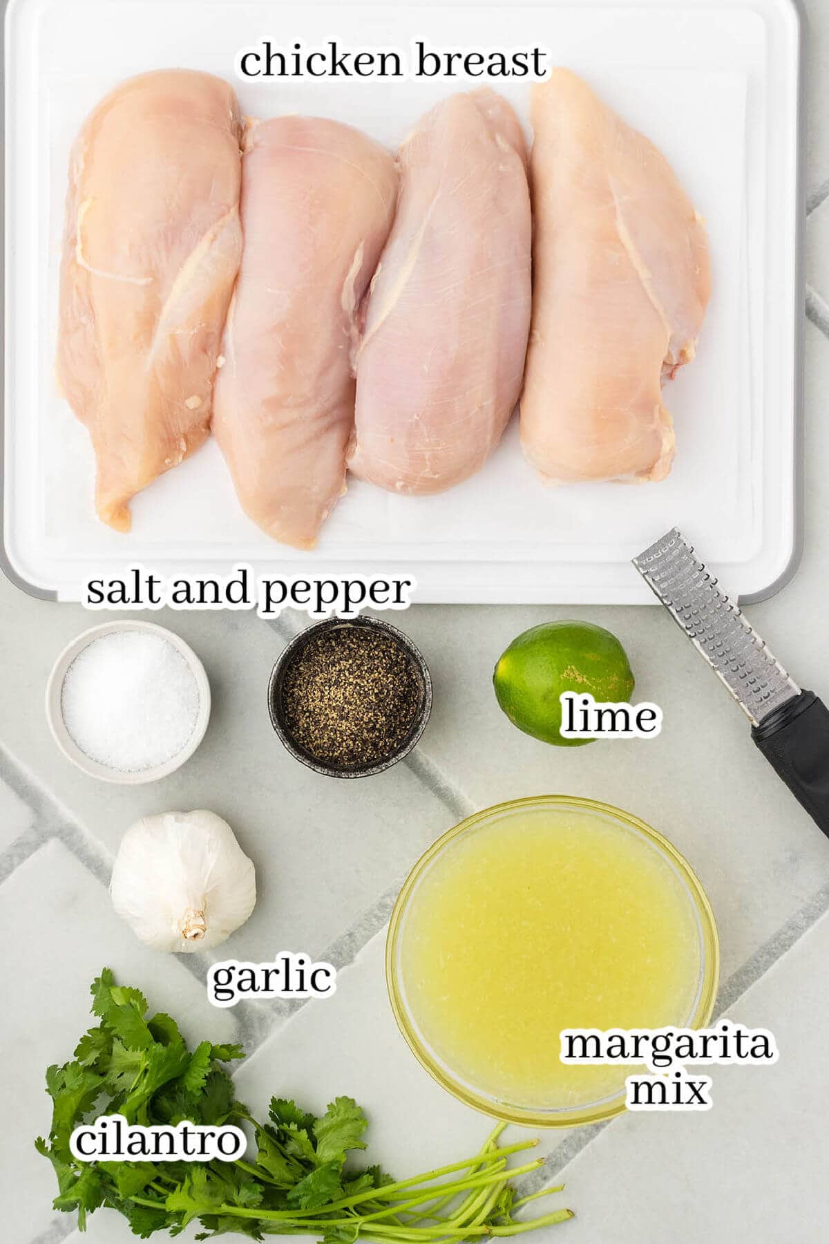 Ingredients for marinated grilled chicken recipe.