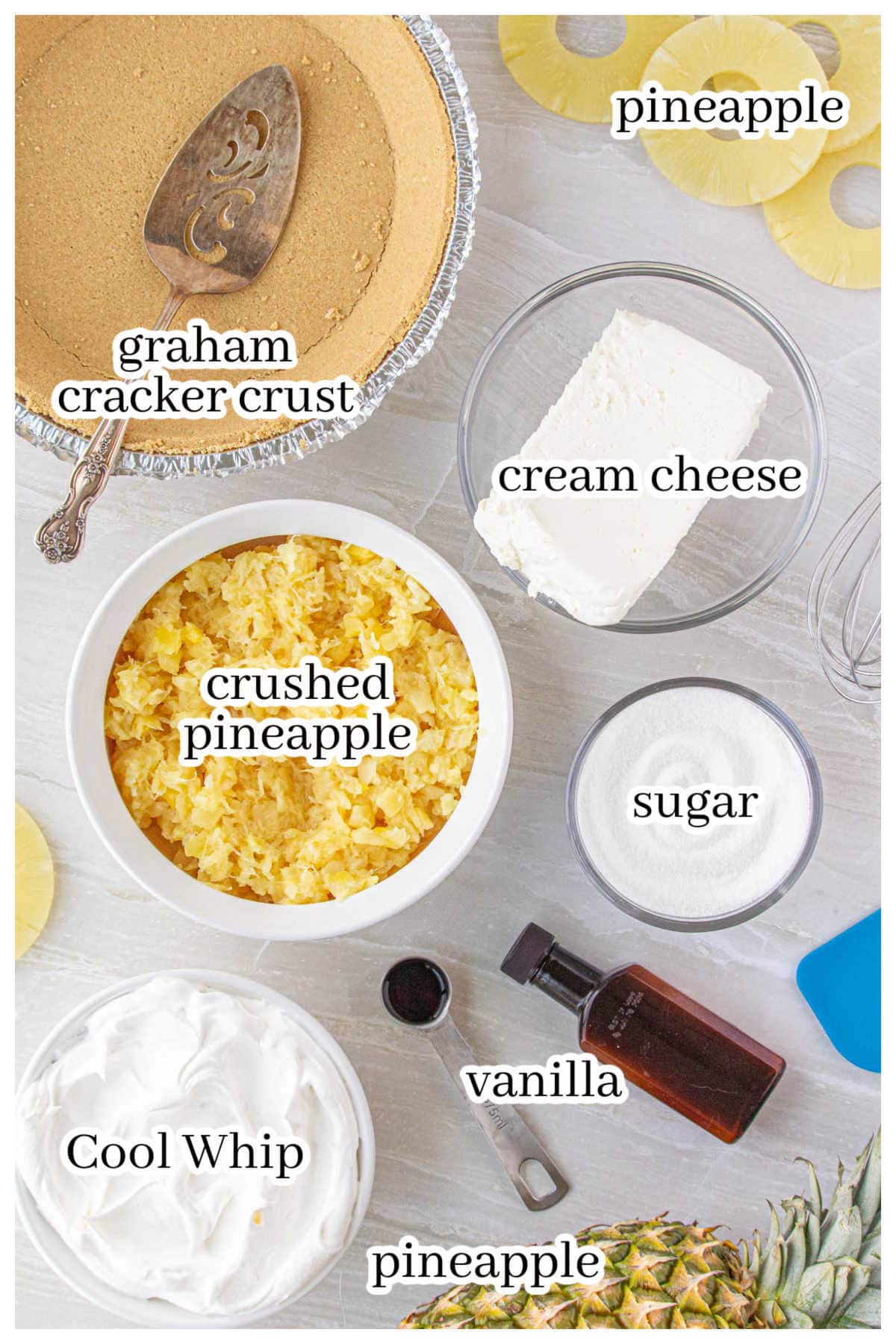 Ingredients to make the dessert, with print overlay.