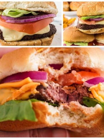 Photos of hamburgers.