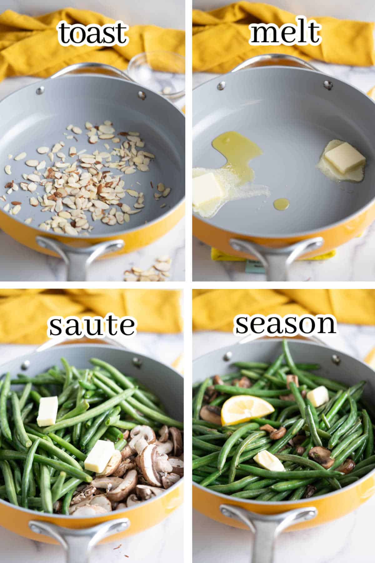 Step-by-step instructions to make the side dish recipe, with print overlay for clarification