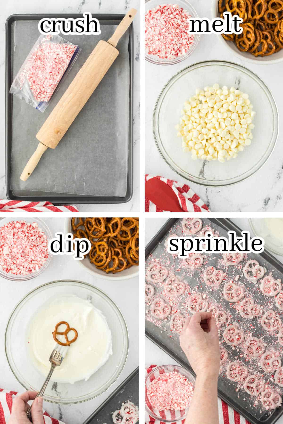 Step-by-step instructions to make the candy recipe. With print overlay for clarification.