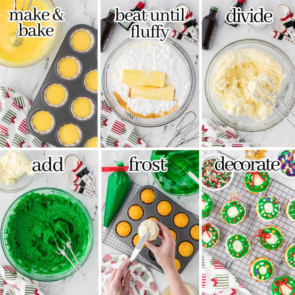 Step-by-step instructions to make the cupcake recipe. With print overlay.