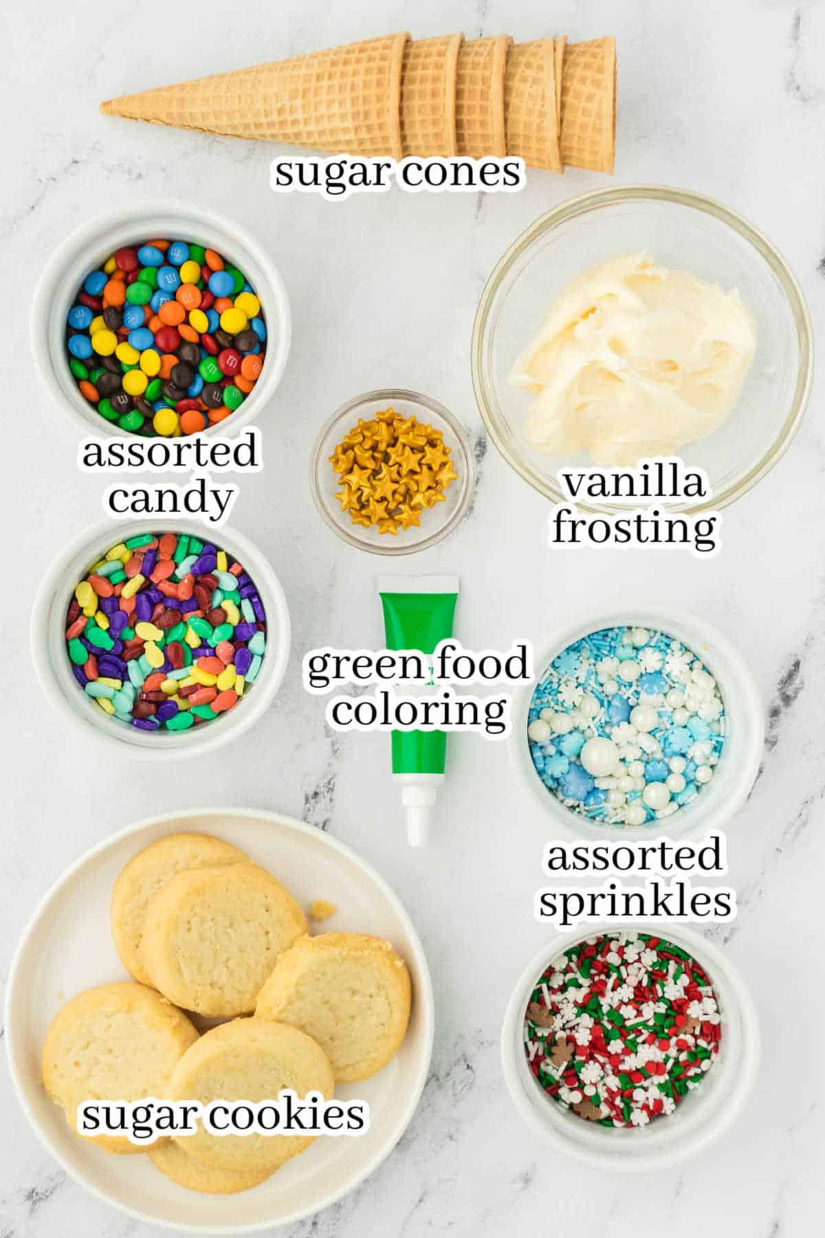 Ingredients to make the candy recipe, with print overlay for clarification.