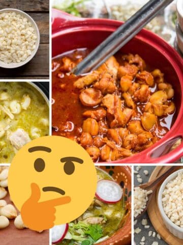 A collage of photos asking the question what is the difference between pozole and posole?