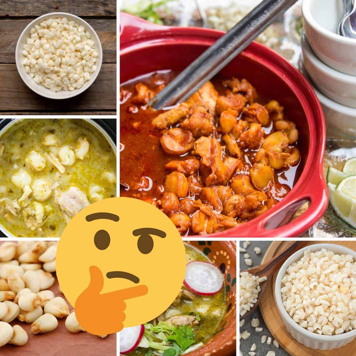 A collage of photos asking the question what is the difference between pozole and posole?