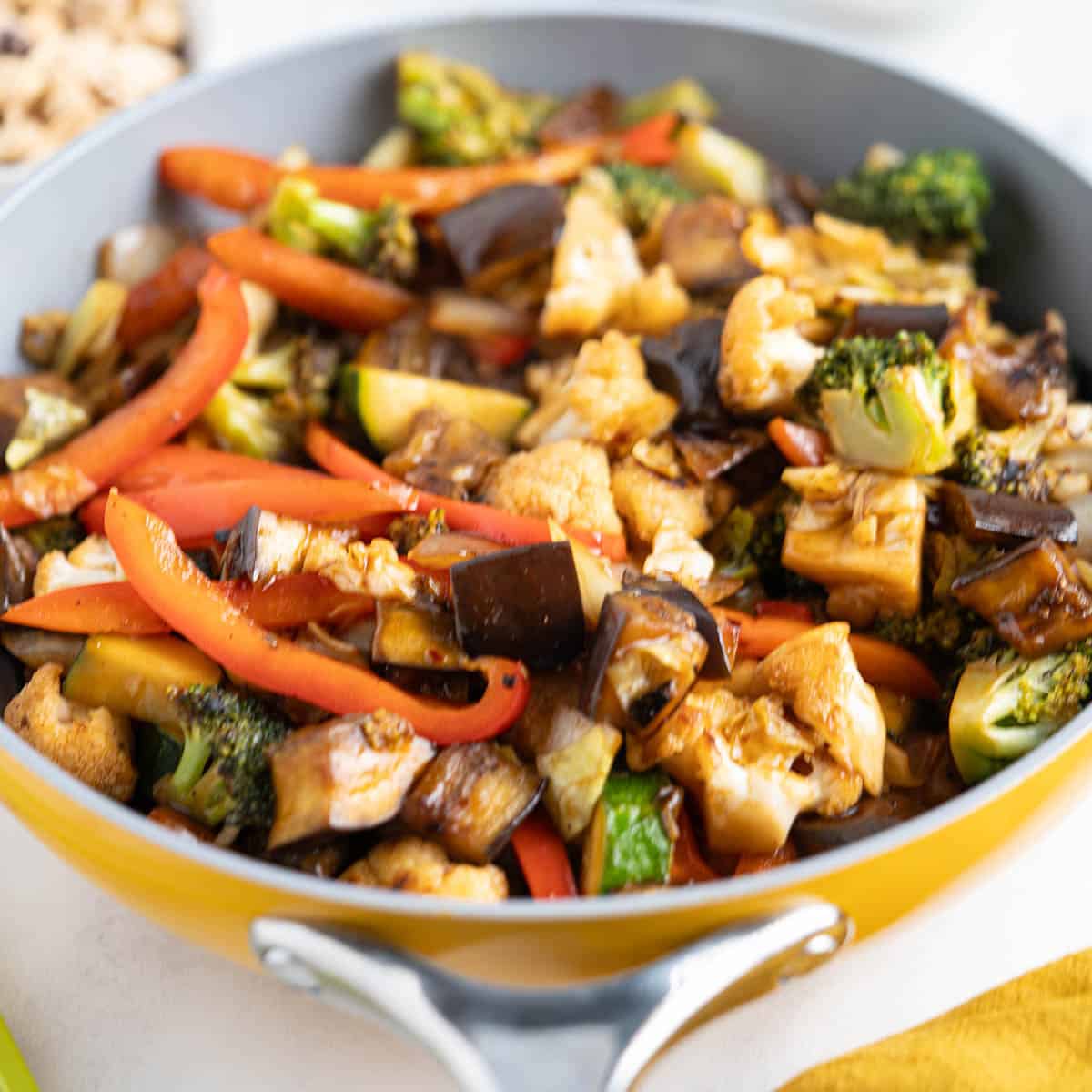 Kung Pao Vegetables in a large frypan.
