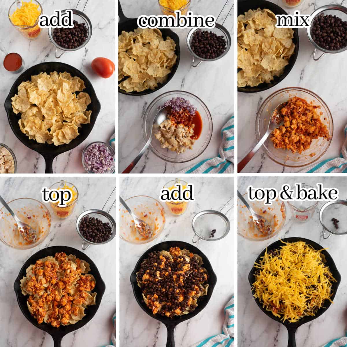Step-by-step instructions to make the appetizer recipe. With print overlay for clarification.
