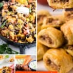 A collage of photos of recipes for party food for March Madness Food Ideas.