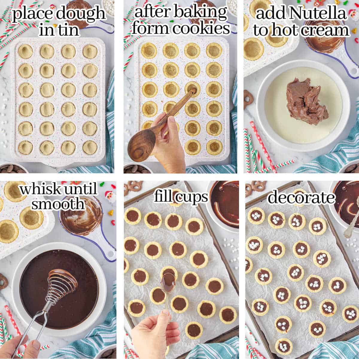 Step-by-step instructions to make the cookie cup recipe. With print overlay for clarification.