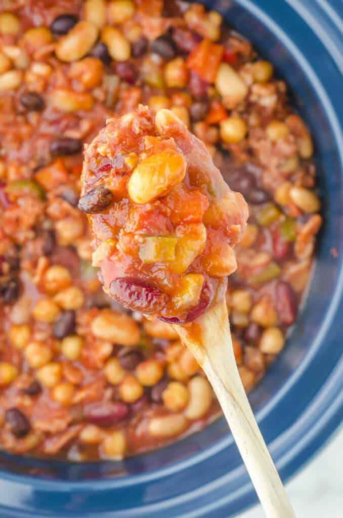 Crockpot Loaded Baked Beans - Bowl Me Over