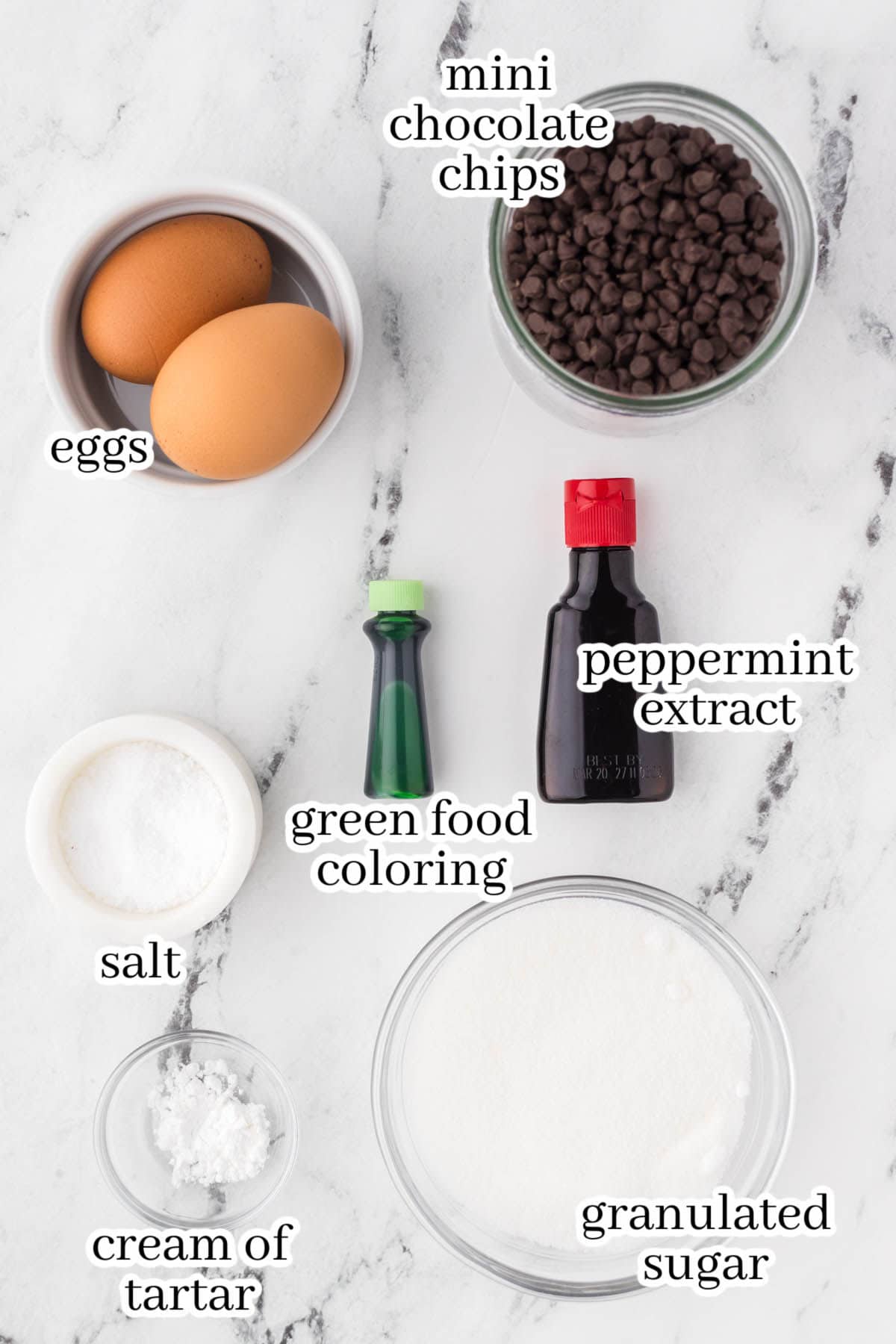 All of the ingredients you need to make the holiday cookie recipe. With print overlay for clarification.