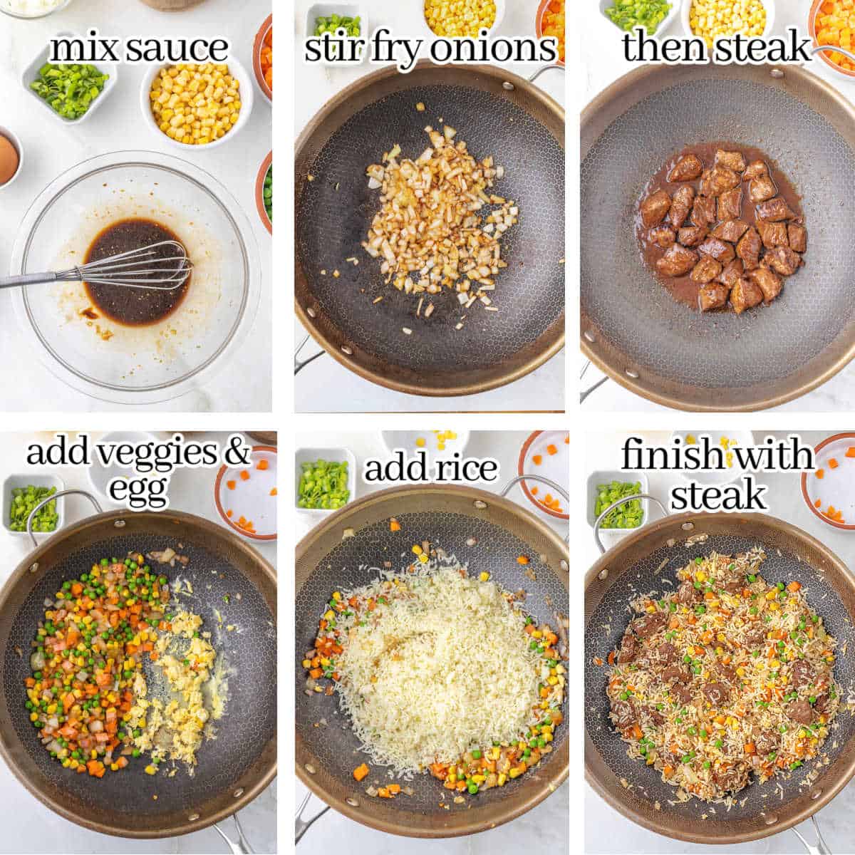 Step-by-step instructions to make the recipe, with print overlay for clarification.