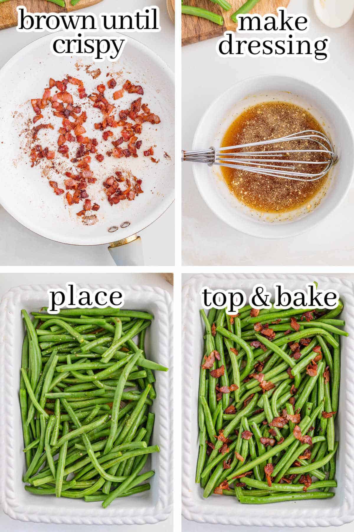 Step-by-step instructions to make the easy side dish recipe. With print overlay for clarification.