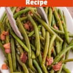 Crack Green Beans on a platter. With print overlay for clarification.