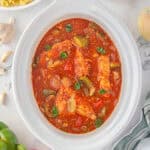 Chicken cacciatore in a crockpot.