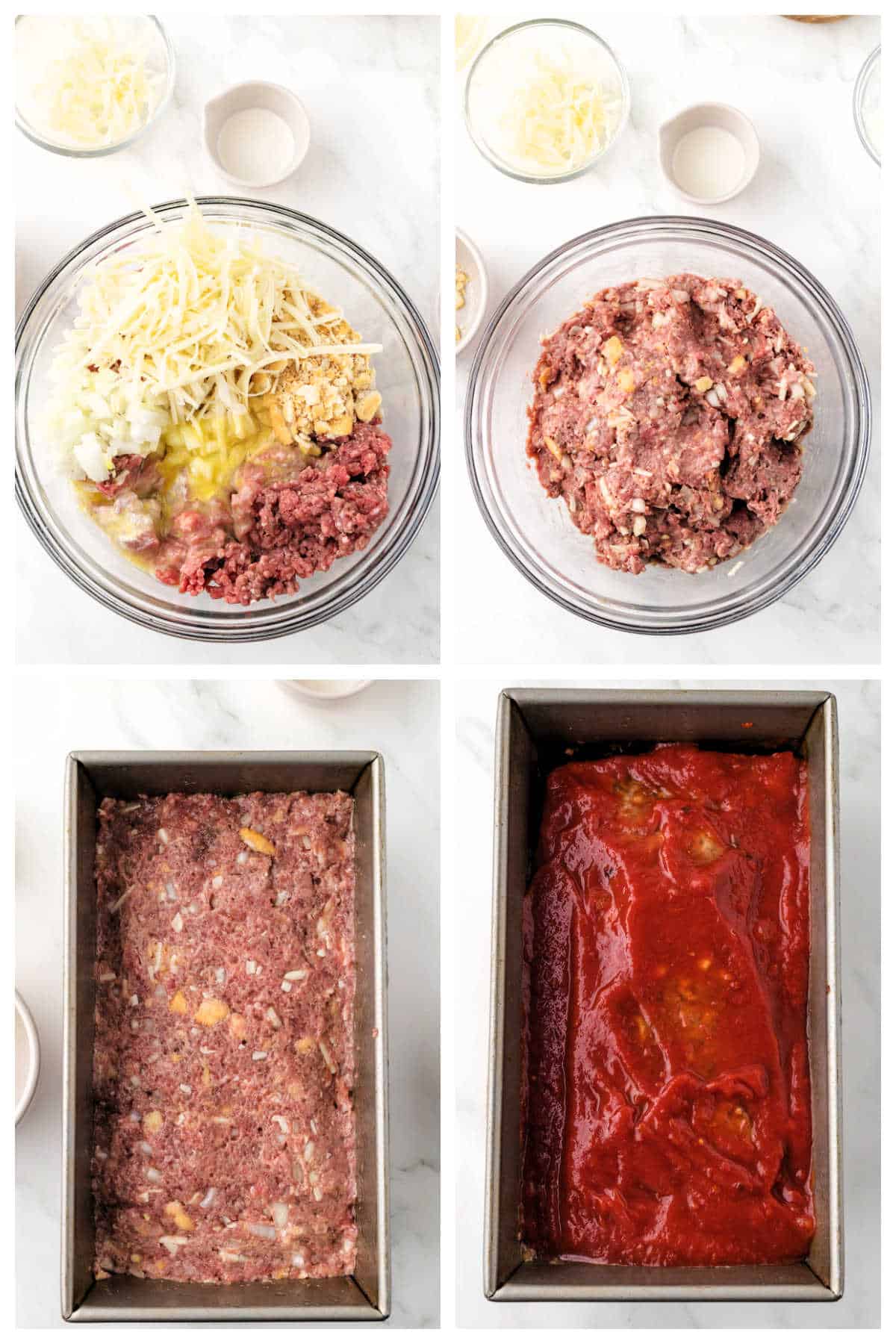 Step-by-step instructions to make homemade meatloaf.