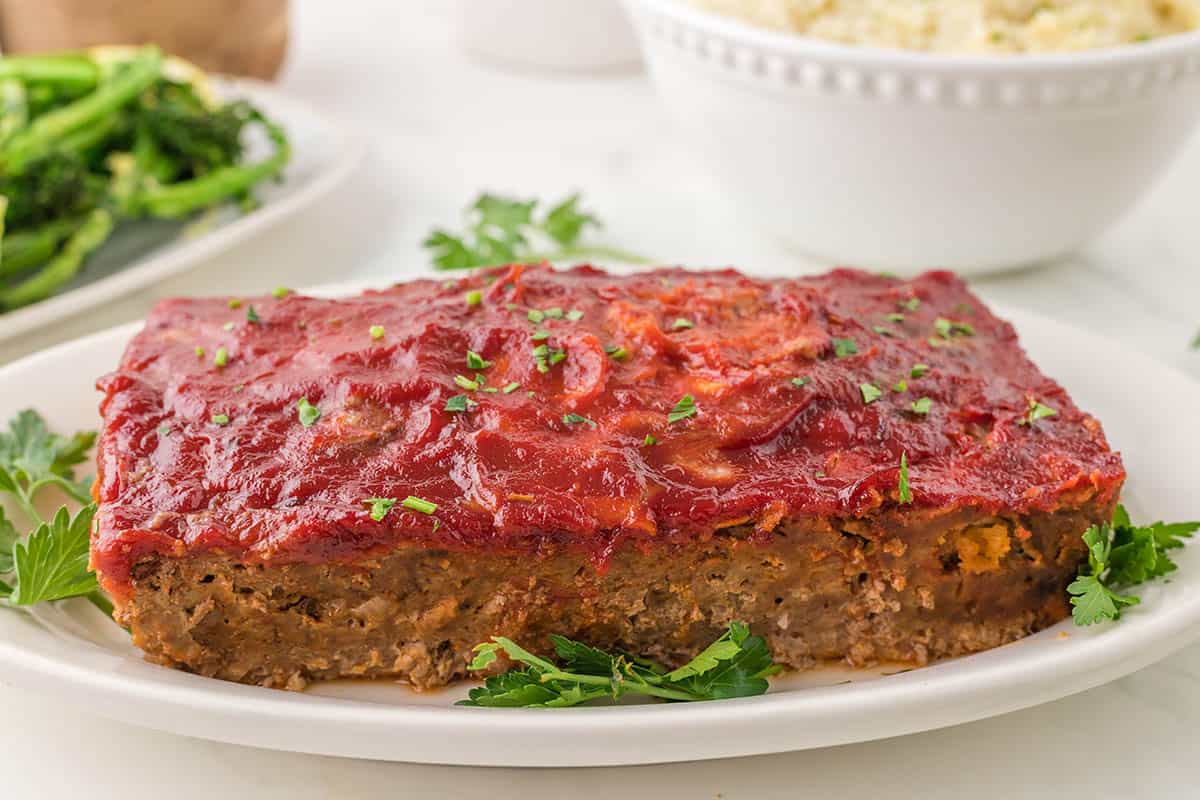 Cracker Barrel Copycat Meatloaf baked and on a platter.