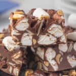 A stack of sliced rocky road fudge.