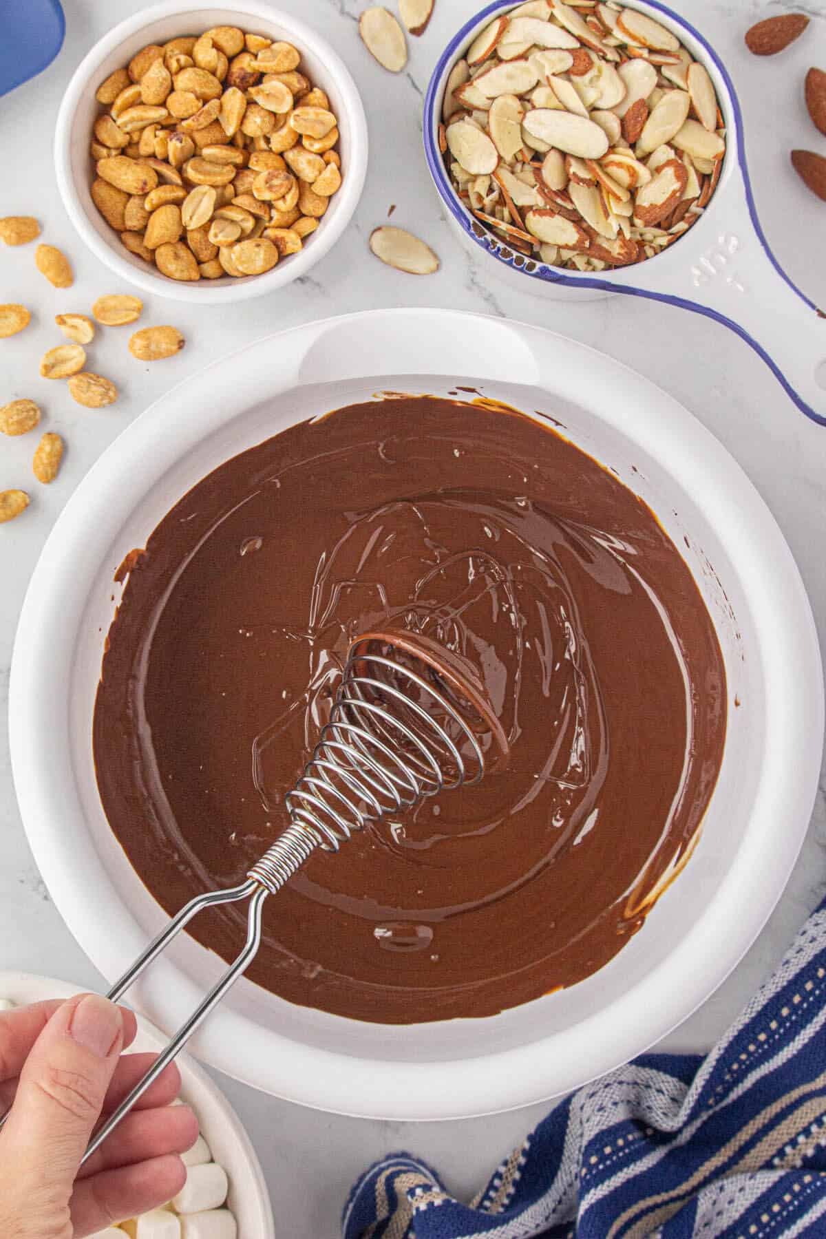 Creamy melted chocolate in a bowl.