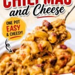 This easy Chili Mac and Cheese is the ultimate one-pot comfort food dinner. Made with ground beef, pasta, beans, tomatoes, and creamy Velveeta cheese, it's a hearty 30-minute meal that's made for busy weeknights.